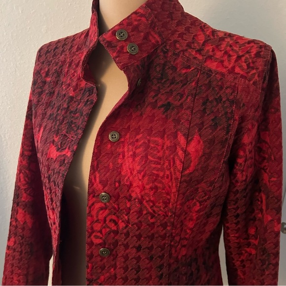 Chicos Red Patterned Women's Jacket - Picture 2 of 5